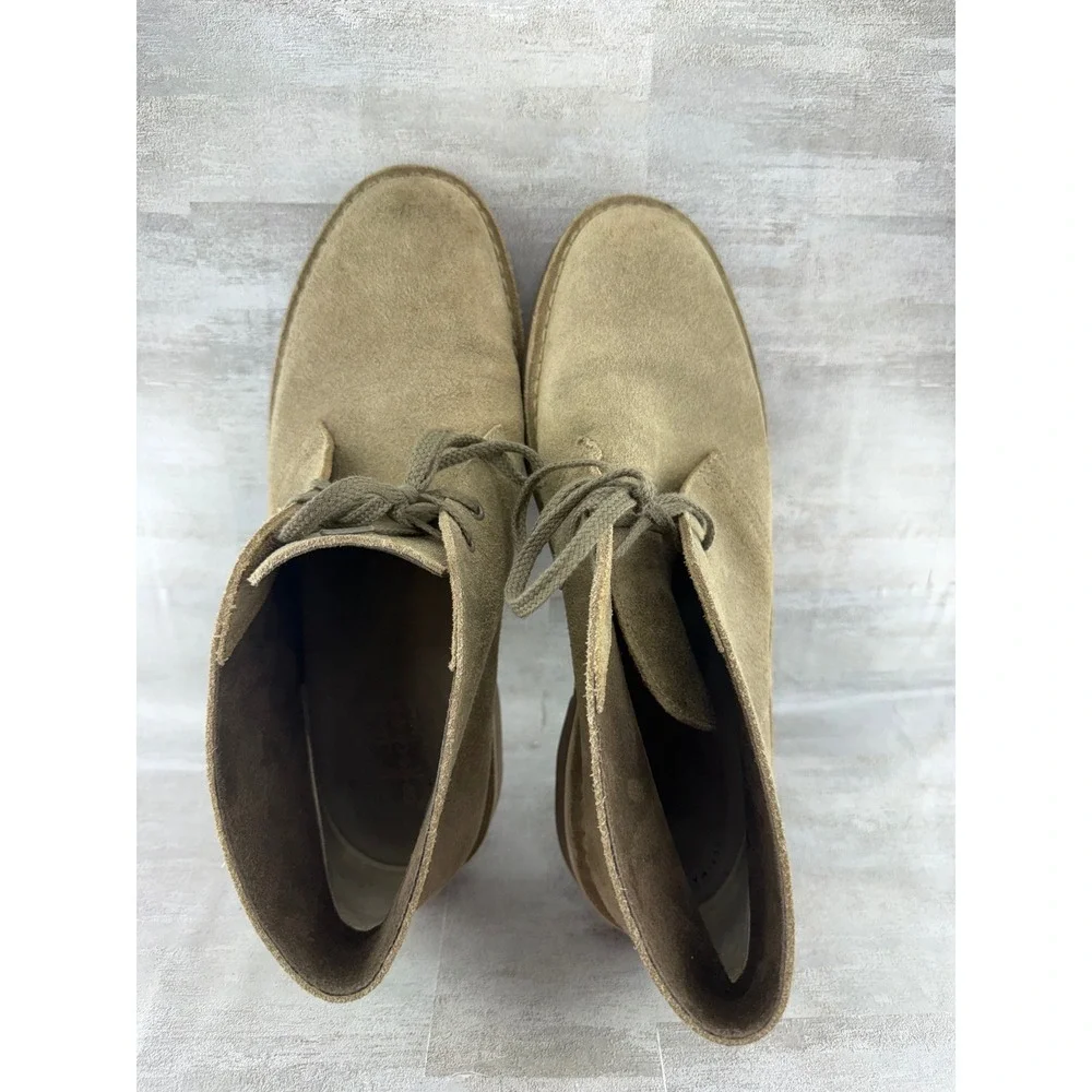 Clarks Men Desert Boots Olive Green Suede Chukka Ankle Boots 61139099 Size 11M